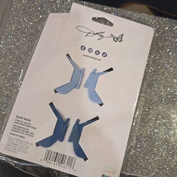 Dolly Parton Set Of 4 Butterfly Bag Clips- Blue - Picture 8 of 8